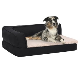Colchón de cama de perro ergonómico aspecto lino negro 75x53cm