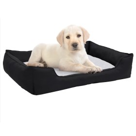 Cama de perro felpa apariencia de lino negra y blanca