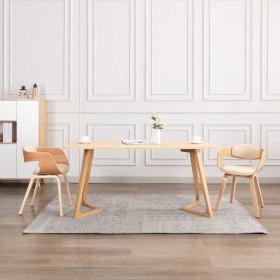 Sillas de comedor 2 unidades madera curvada y cuero sintético