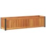 Jardinera de madera maciza de acacia y acero 110x30x27,5 cm
