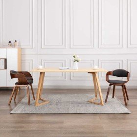 Sillas de comedor 2 unidades madera curvada y tela gris Sillas de comedor 2 unidades madera curvada y tela gris
