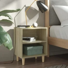 Nachttisch mit Beinen aus massivem Sonoma-Eichenholz, 40 x 30 x 50 cm von vidaXL, Nachttische - Ref: Foro24-805785, Preis: 33...