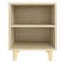 Nachttisch mit Beinen aus massivem Sonoma-Eichenholz, 40 x 30 x 50 cm von vidaXL, Nachttische - Ref: Foro24-805785, Preis: 34...