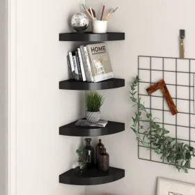 Corner floating shelves 4 units black MDF 25x25x3.8 cm by vidaXL, Shelves and shelves - Ref: Foro24-323900, Price: 47,06 €, D...