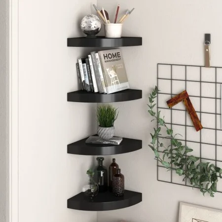 Corner floating shelves 4 units black MDF 25x25x3.8 cm by vidaXL, Shelves and shelves - Ref: Foro24-323900, Price: 47,06 €, D...