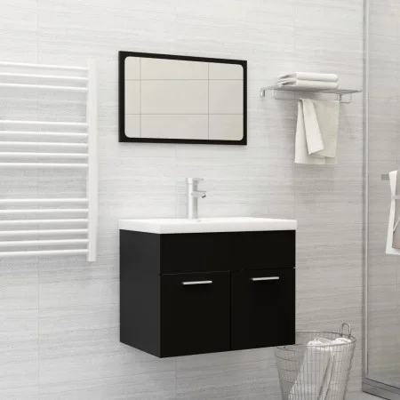 Bathroom furniture set 2 pieces black plywood by vidaXL, Bathroom furniture - Ref: Foro24-804783, Price: 66,27 €, Discount: %