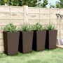 Jardineras 4 unidades PP marrón 32,5x32,5x57 cm