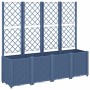 Jardinera con enrejado PP azul gris 160x40x140 cm