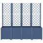 Jardinera con enrejado PP azul gris 160x40x140 cm