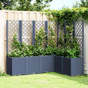 Jardinera con enrejado PP azul gris 160x120x140 cm