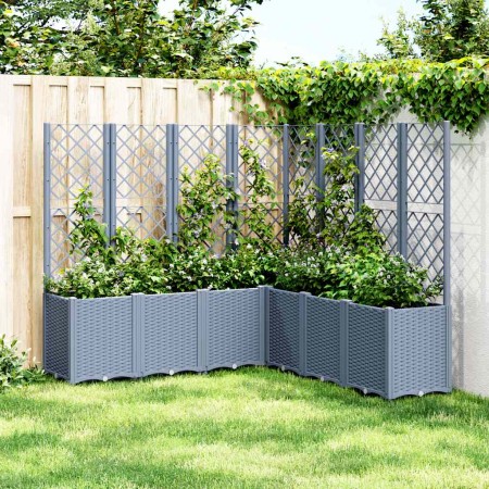 Jardinera con enrejado PP azul gris 160x160x140 cm