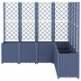 Jardinera con enrejado PP azul gris 160x160x140 cm