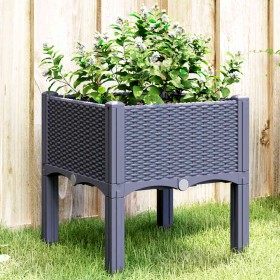 Jardinera con patas PP azul gris 40x40x42 cm