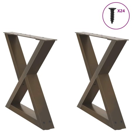 Patas para mesa de centro (2 unidades, acero natural, 60 x 42-43,3 cm) en Patas para mesas | Comprar online en Foro24