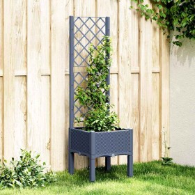 Jardinera con enrejado PP azul gris 40x40x142 cm