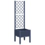 Jardinera con enrejado PP azul gris 40x40x142 cm