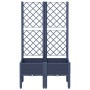 Jardinera con enrejado PP azul gris 80x40x142 cm