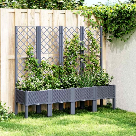 Jardinera con enrejado PP azul gris 160x40x142 cm