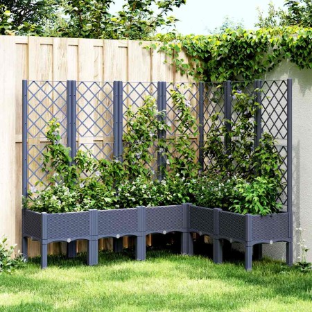 Jardinera con enrejado PP azul gris 160x120x142 cm