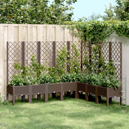 Jardinera con enrejado PP marrón 200x160x142 cm