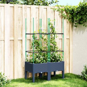 Jardinera con enrejado PP azul gris 80x40x142,5 cm