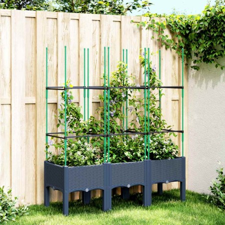 Jardinera con enrejado PP azul gris 120x40x142,5 cm