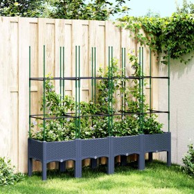 Jardinera con enrejado PP azul gris 160x40x142,5 cm