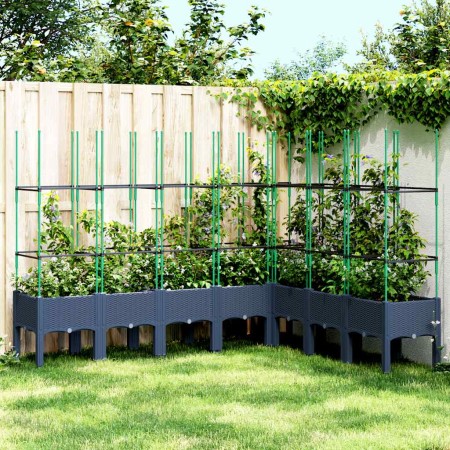 Jardinera con enrejado PP azul gris 200x160x142,5 cm