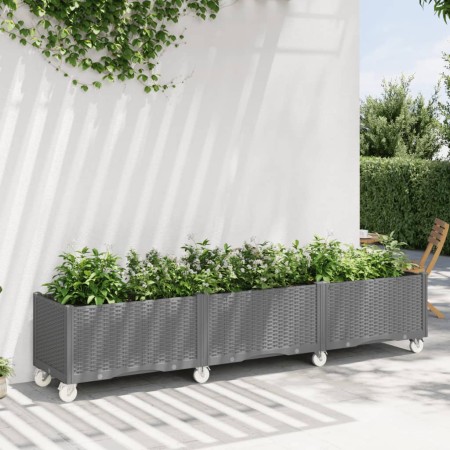 Jardinera con ruedas PP gris claro 240x50x54 cm