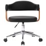Silla de comedor giratoria madera curvada cuero sintético negro