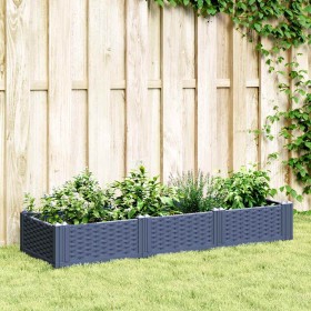 Jardinera con clavijas PP azul gris 125x40x28,5 cm