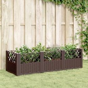 Jardinera con clavijas PP marrón 123,5x43,5x43,5 cm