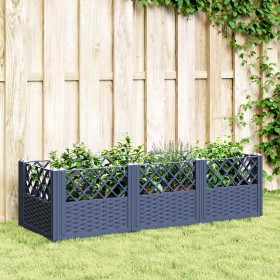 Jardinera con clavijas PP azul gris 123,5x43,5x43,5 cm