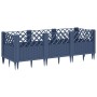 Jardinera con clavijas PP azul gris 123,5x43,5x43,5 cm