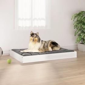 Cama para perros madera maciza de pino blanco 91,5x64x9 cm