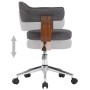 Silla de comedor giratoria de madera curvada y tela gris