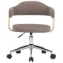 Silla de comedor giratoria de madera curvada y tela gris taupe