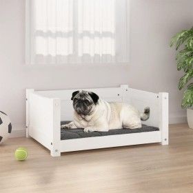 Bett für Hunde aus massiver Kiefer in Weiß 65,5x50,5x28 cm von vidaXL, Betten für Hunde - Ref: Foro24-821448, Preis: 65,53 €,...