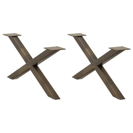 Patas para mesa de centro en forma de X (2 unidades), acero natural, 70 x (30-31) cm. en Patas para mesas | Comprar online en Fo