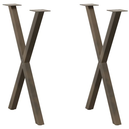 Patas para mesa de comedor en forma de X (2 unidades, acero natural, 60 x 72-73 cm) en Patas para mesas | Comprar online en Foro