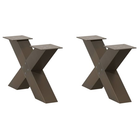 Patas para mesa de centro en forma de X (2 unidades), acero natural, 50 x (30-31) cm. en Patas para mesas | Comprar online en Fo