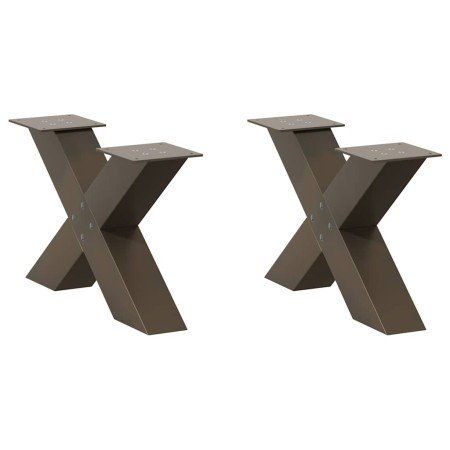 Patas para mesa de centro en forma de X (2 unidades), acero natural, 60 x (30-31) cm. en Patas para mesas | Comprar online en Fo