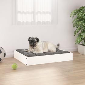 Cama para perros madera maciza de pino blanco 61,5x49x9 cm