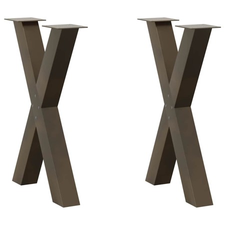 Patas para mesa de comedor en forma de X (2 unidades, acero natural, 60 x 72-73 cm) en Patas para mesas | Comprar online en Foro