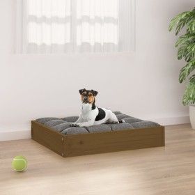 Cama para perros madera maciza pino marrón miel 51,5x44x9 cm