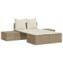Tumbona doble con cojines ratán sintético beige