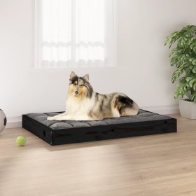Cama para perros madera maciza de pino negro 91,5x64x9 cm