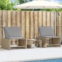 Tumbonas 2 piezas con mesa ratán sintético beige
