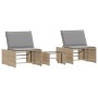 Tumbonas 2 piezas con mesa ratán sintético beige