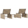 Tumbonas 2 piezas con mesa ratán sintético beige